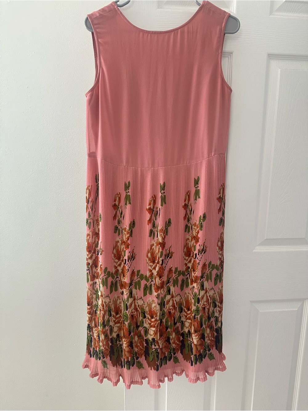 ASOS Sleeveless Pink Floral Pleated Midi Dress